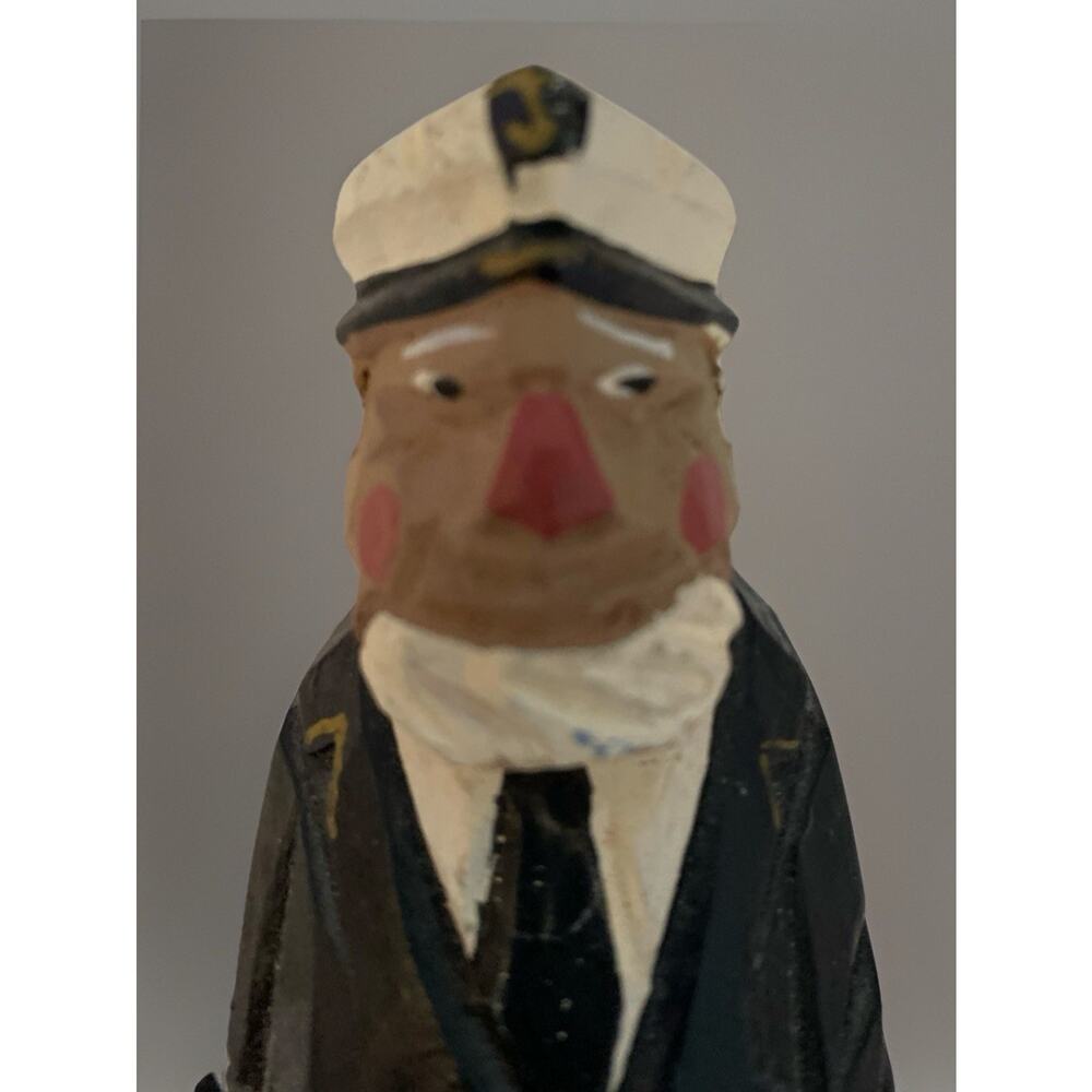 Vintage Hand Carved Painted Wooden Folk Art Sea Sailor and Peg-Leg Ship Captain - Picture 5 of 11